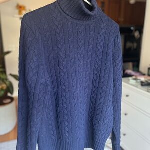 Brooks Brothers Navy Cable Knit Sweater 100% wool